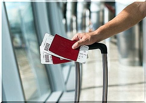 Person waiting for their flight at airport