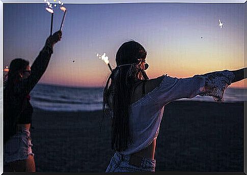 Teens at a beach party