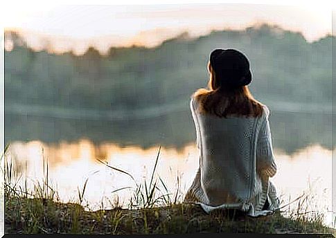 woman watching lake